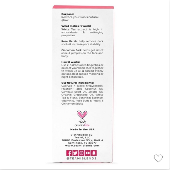 5 STAR teami Glow Tea Infused Oil NEW in Box. Rose + Cinnamon - Picture 2 of 9